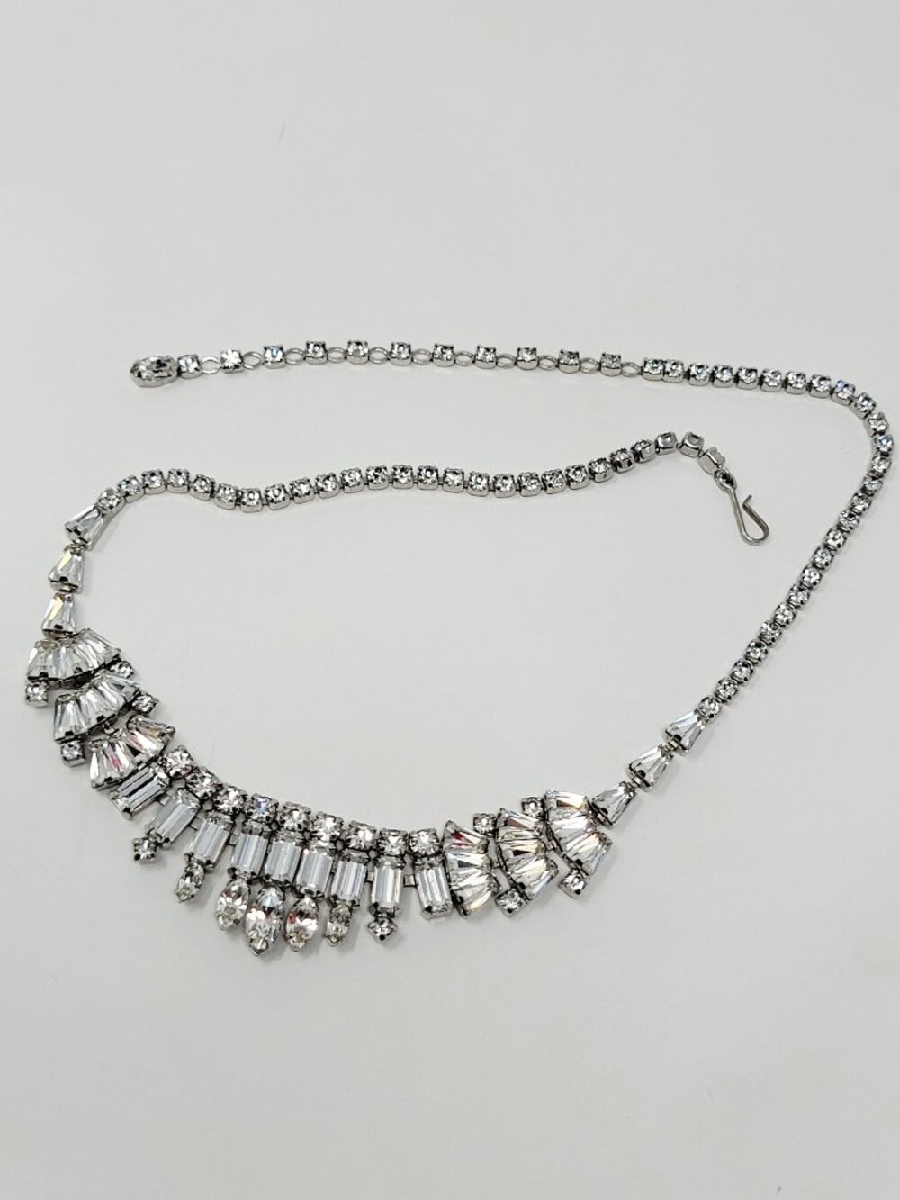 Vintage Sherman Clear Rhinestone Baguette Necklace